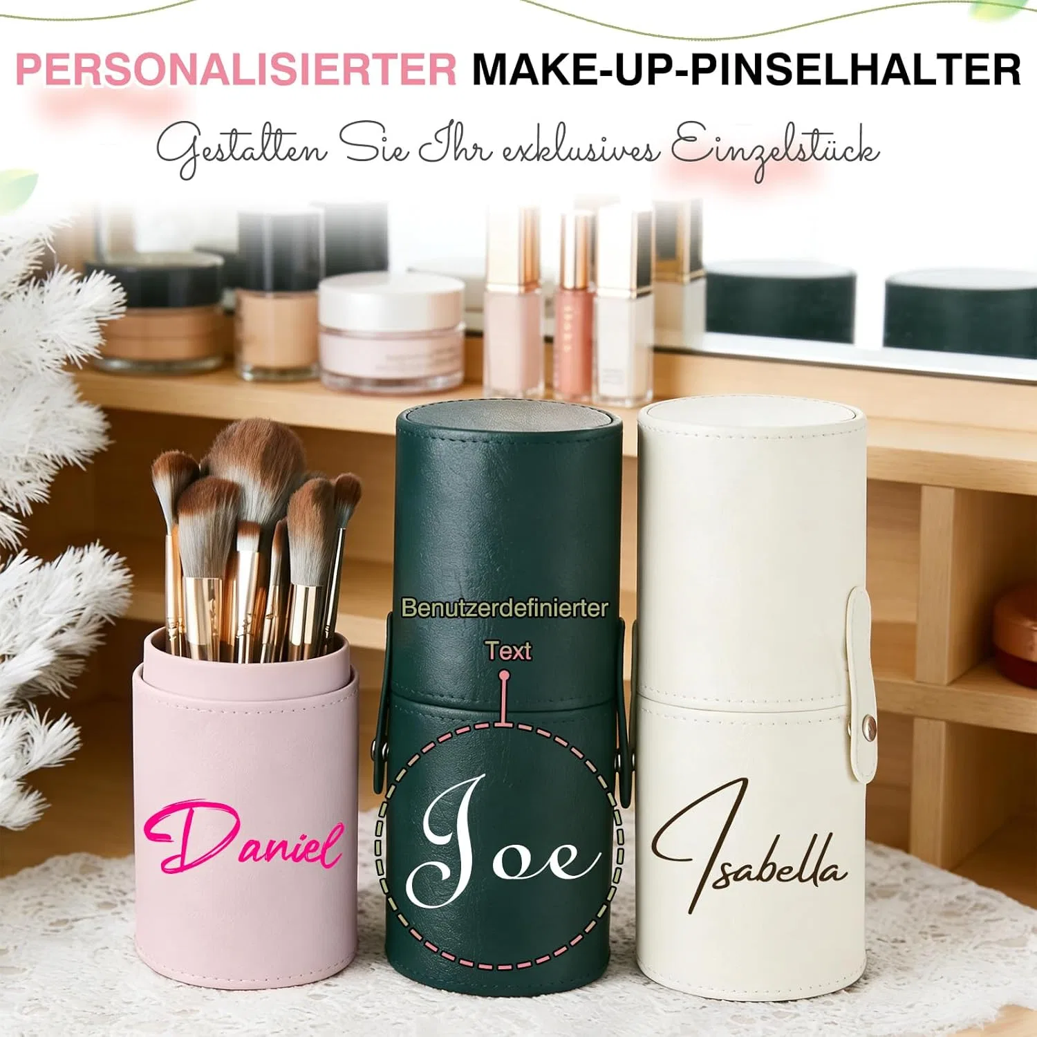 Персонализированный держатель для кистей для макияжа с крышкой Wbw, Make Up Brush Holder 3 — фото 2