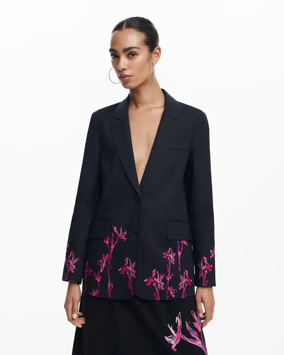 

Женский блейзер с орхидеями Desigual, черный
