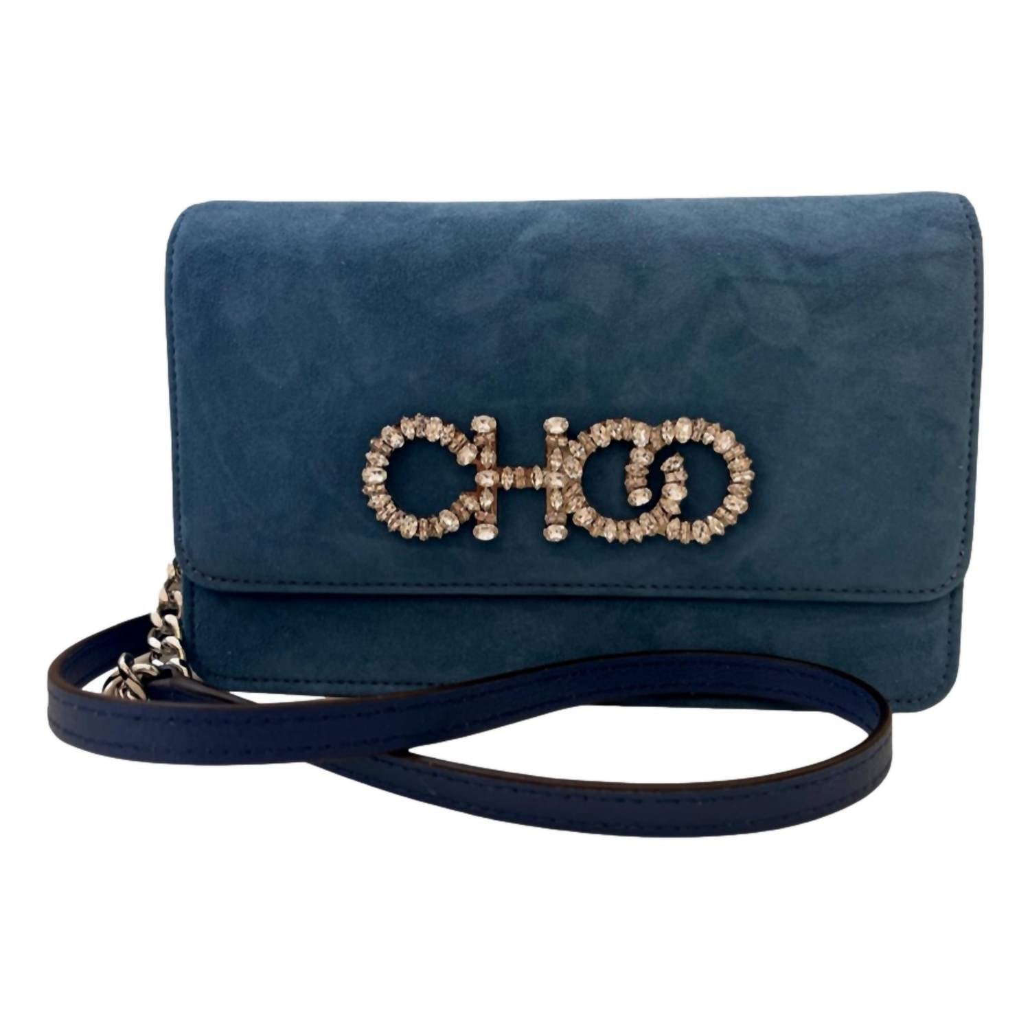 

Сумка-кошелек Kalina Suede Chain в цвете Parrot Blue Jimmy Choo, Parrot Blue