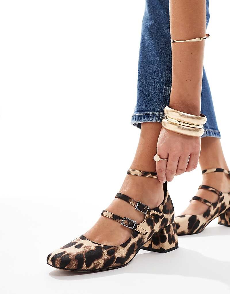 

ASOS DESIGN – Socco – Туфли Мэри Джейн на среднем каблуке и леопардовым принтом