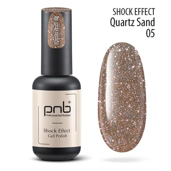 

Гибридный светоотражающий лак 05 кварцевый песок золото, 8 мл Pnb Shock effect, цвет 05 quartz sand