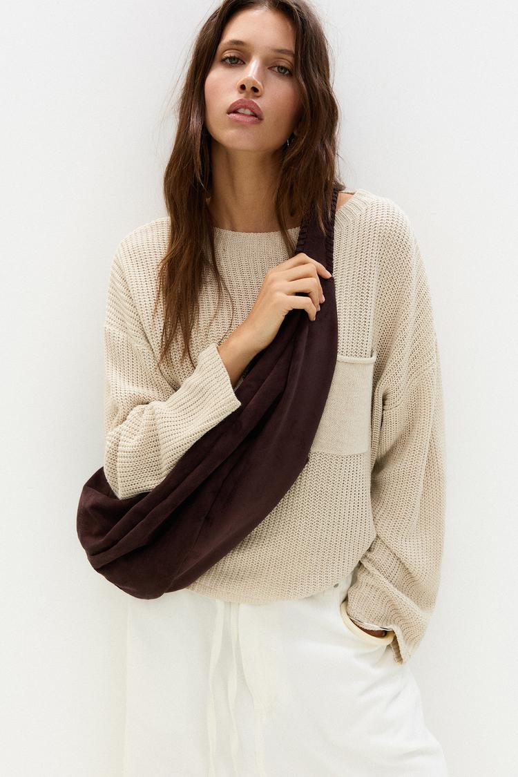 

Сумка-Шоппер Maxi из искусственной замши Pull And Bear, коричневый