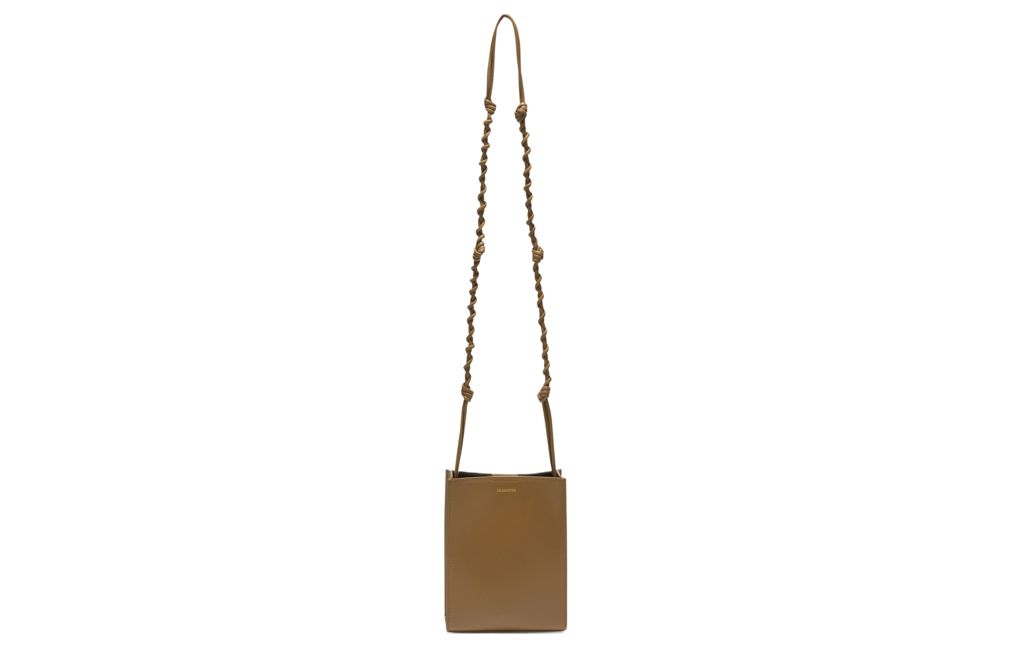 JIL SANDER Tangle Calfskin Small Square Bag, кроссбоди, сумка через плечо Trumpets, женская, цвет khaki brown — фото 2