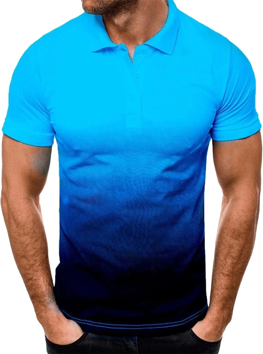 

Майифу-GJ Мужская футболка с коротким рукавом Casual Relaxed Fit Gradient Polo Maiyifu-GJ