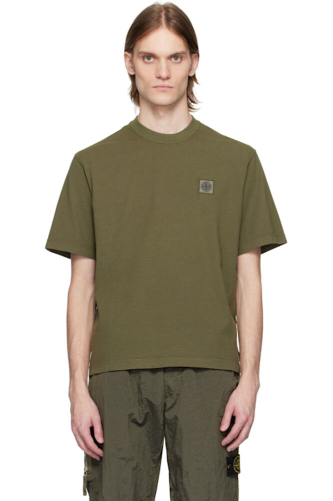 

Футболка цвета хаки из органического хлопкового джерси Stone Island
