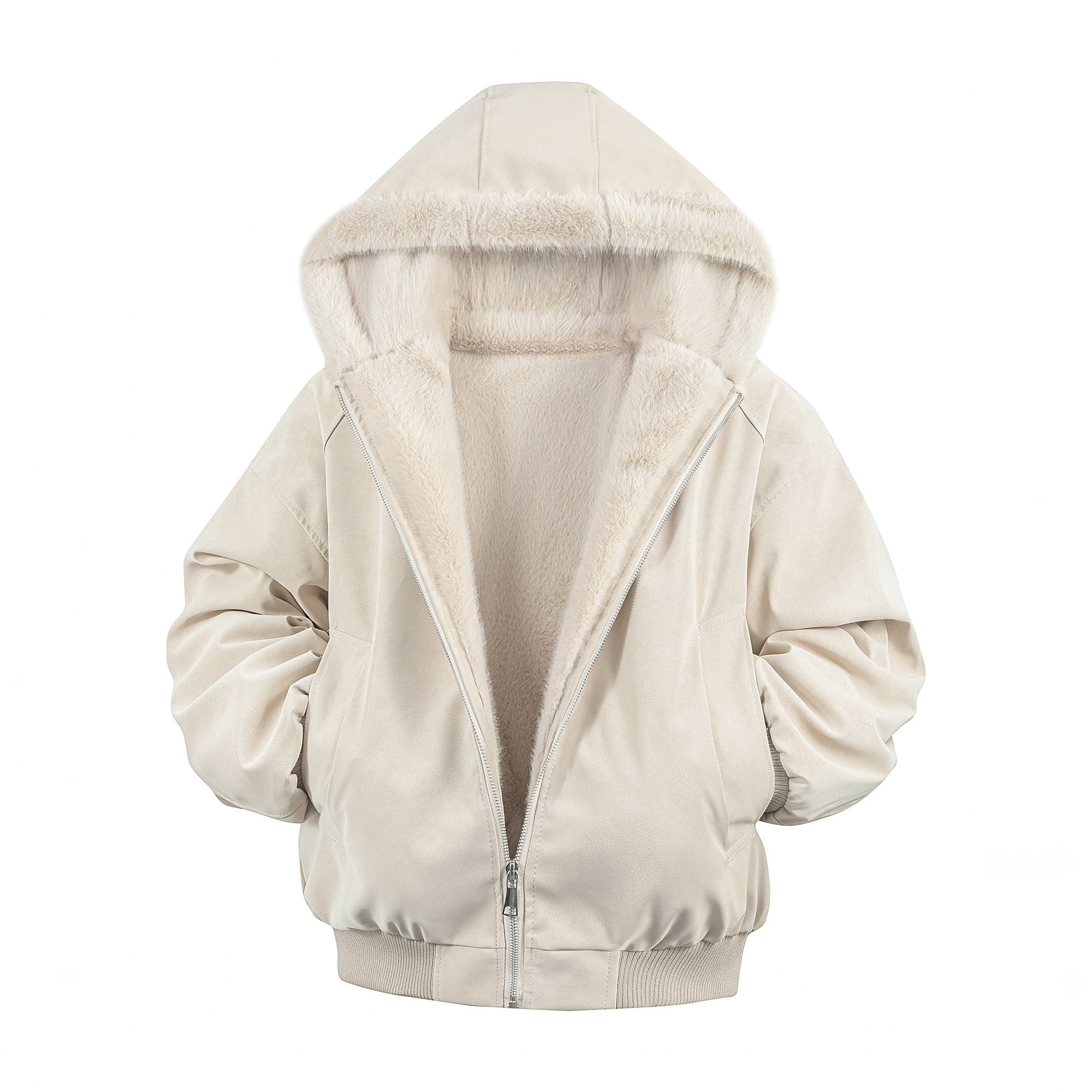 

Пуховик Unisex с капюшоном и подкладкой из флиса HUANQIU, оранжевый[minimalist]