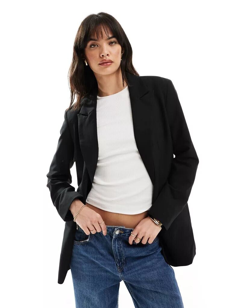 

Черный однобортный пиджак ASOS