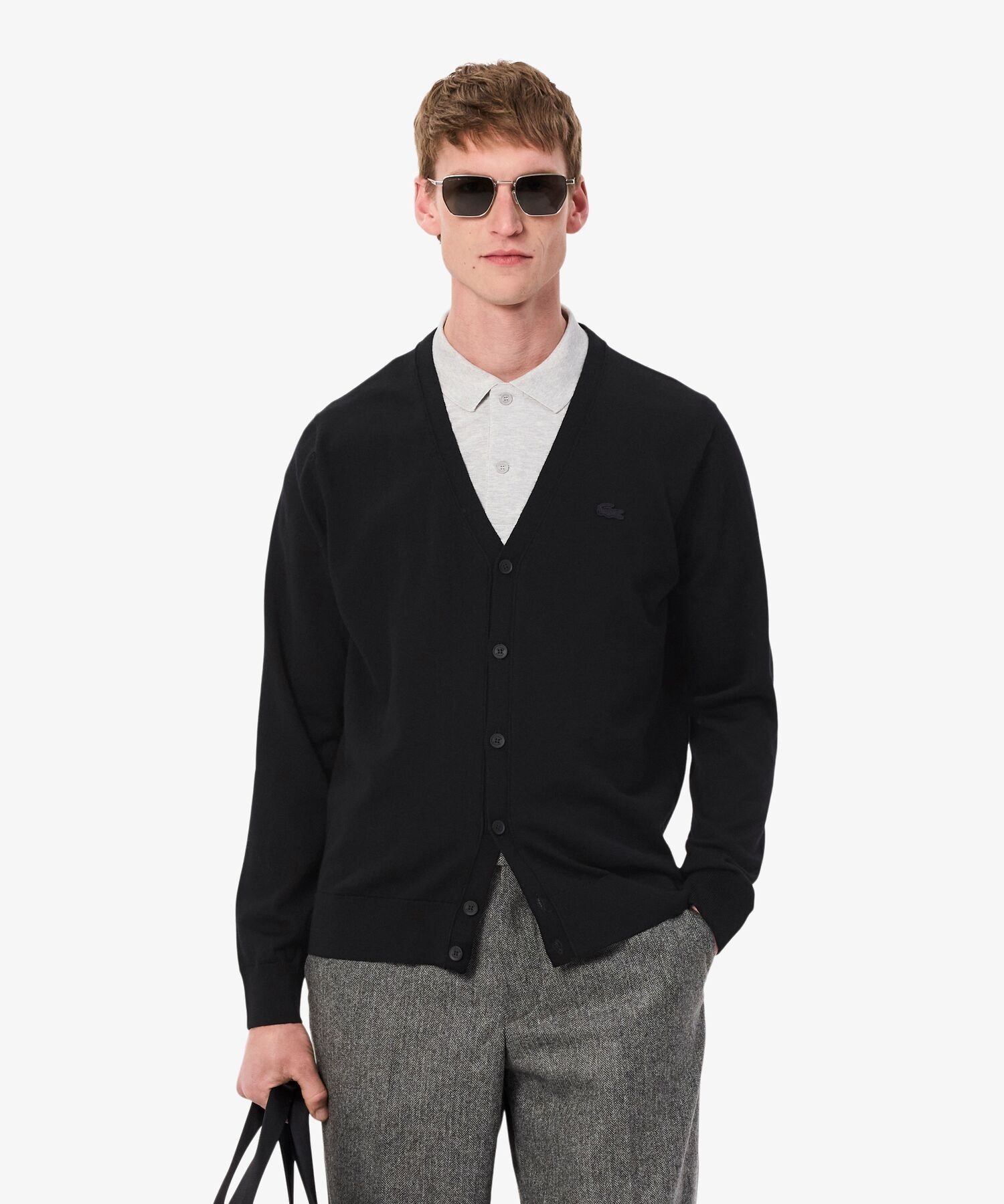 Кардиган из шерсти мериноса Essential LACOSTE, Black