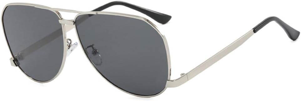 

Модные солнцезащитные очки большого размера с металлическими двойными перемычками для женщин и мужчин в стиле ретро для занятий спортом на открытом воздухе, солнцезащитные очки UV400 generic, Silver Grey