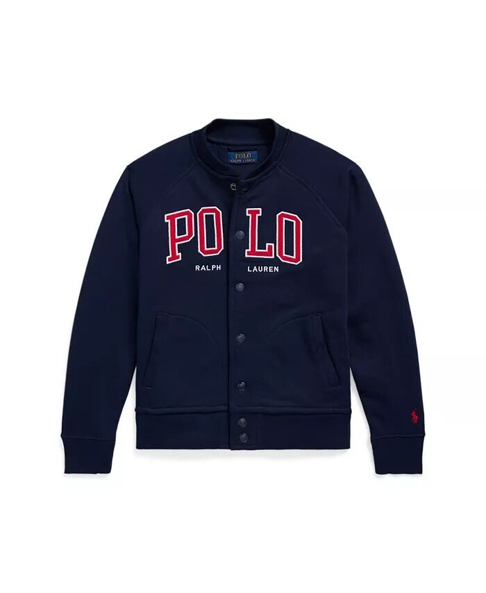 

Флисовая бейсбольная куртка с логотипом Big Boys Polo Ralph Lauren, синий