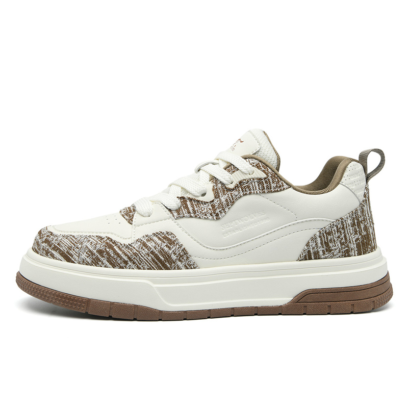 

SEPTWOLVES Низкие скейтерские кроссовки мужские бело-кофейные, цвет White Coffee (Standard Leather Shoe Size)