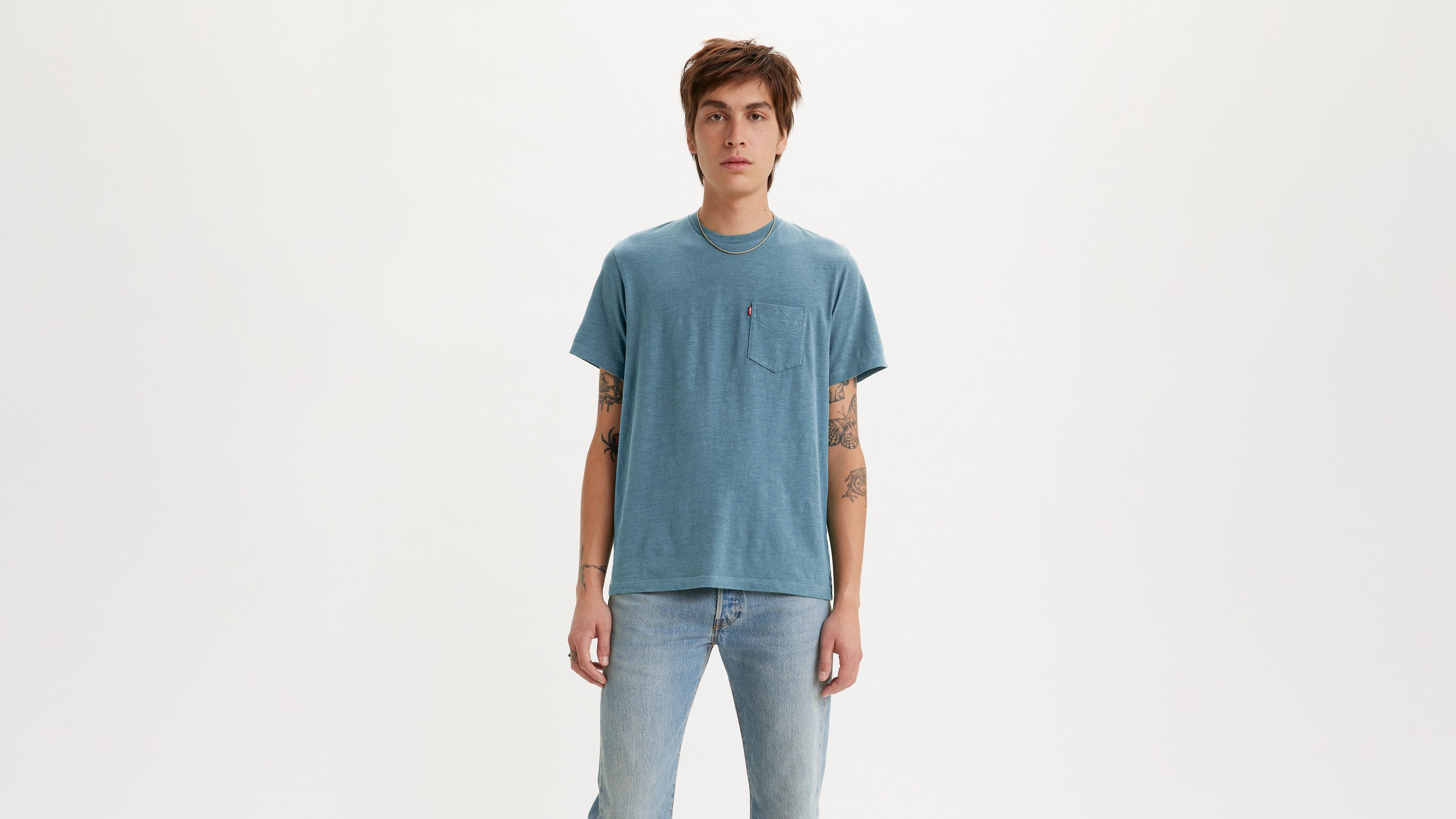 

Футболка с классическим карманом Levi's, цвет Indigo Wash Heather Slub - Blue