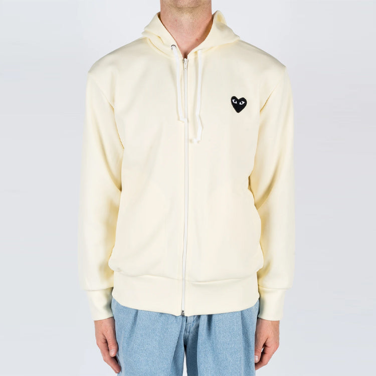Куртка CCOMME des GARCONS PLAY Zip Hoodie Big Black Heart 'Beige', бежевый — фото 3