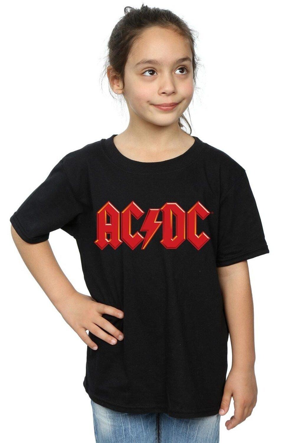 

Красная хлопковая футболка с логотипом AC/DC, черный