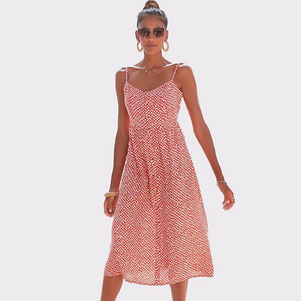 

Женское платье с панелью на пуговицах Lascana, Red Ivory