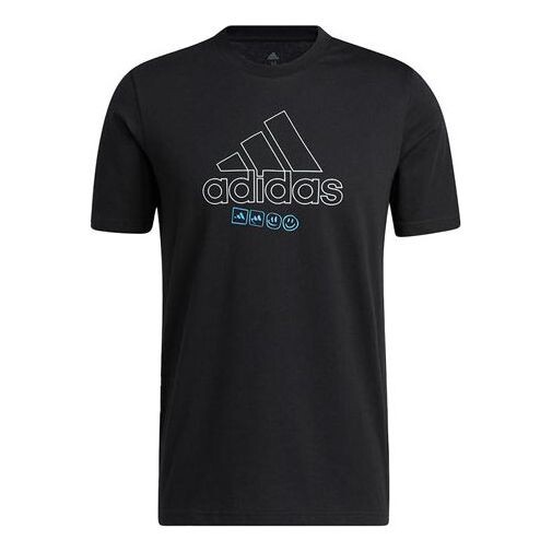 

Футболка Men's adidas Minimalistic Alphabet Large Logo Printing Athleisure Casual Sports Round Neck Short Sleeve Black T-Shirt, мультиколор