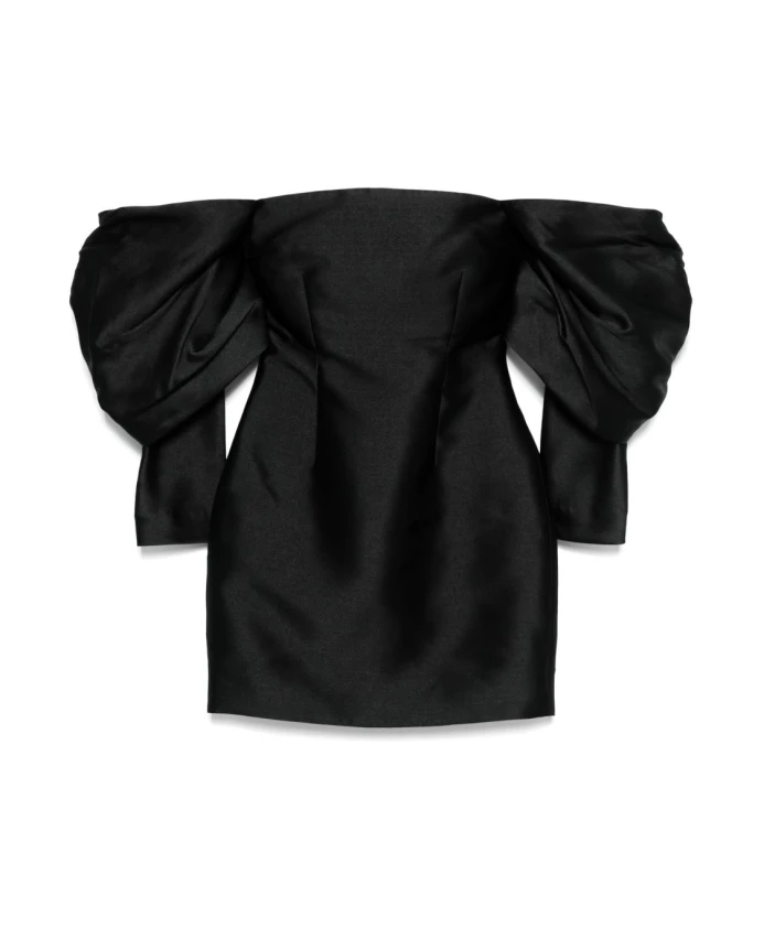 

Черное платье с драпированными рукавами Solace London, черный