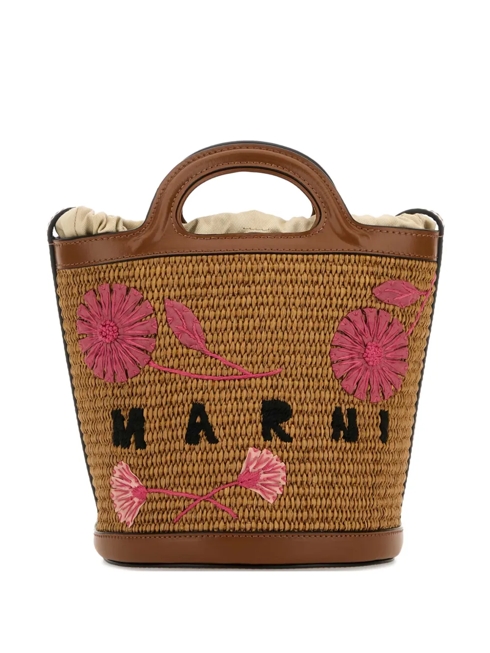 

Маленькая сумка-ведро Tropicalia с цветочной вышивкой Marni, коричневый