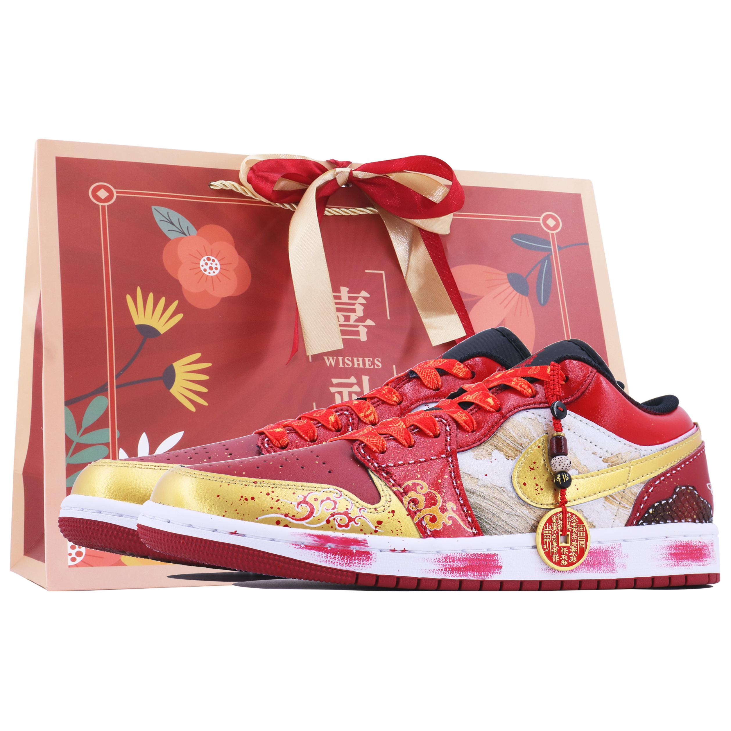 

Jordan Кроссовки Air 1 износостойкие низкие винтажные баскетбольные мужские черно-красные черно-красные подарок радости, цвет Black Red-Joy Gift