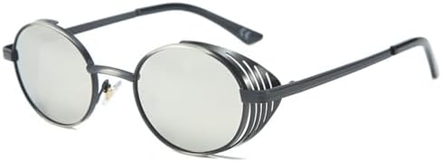 

HaoLMi - Женские и мужские круглые солнцезащитные очки в стиле стимпанк, ретро, ​​солнцезащитные очки с защитой от УФ-излучения UV400, овальные, в стиле панк, винтажные солнцезащитные очки, 3