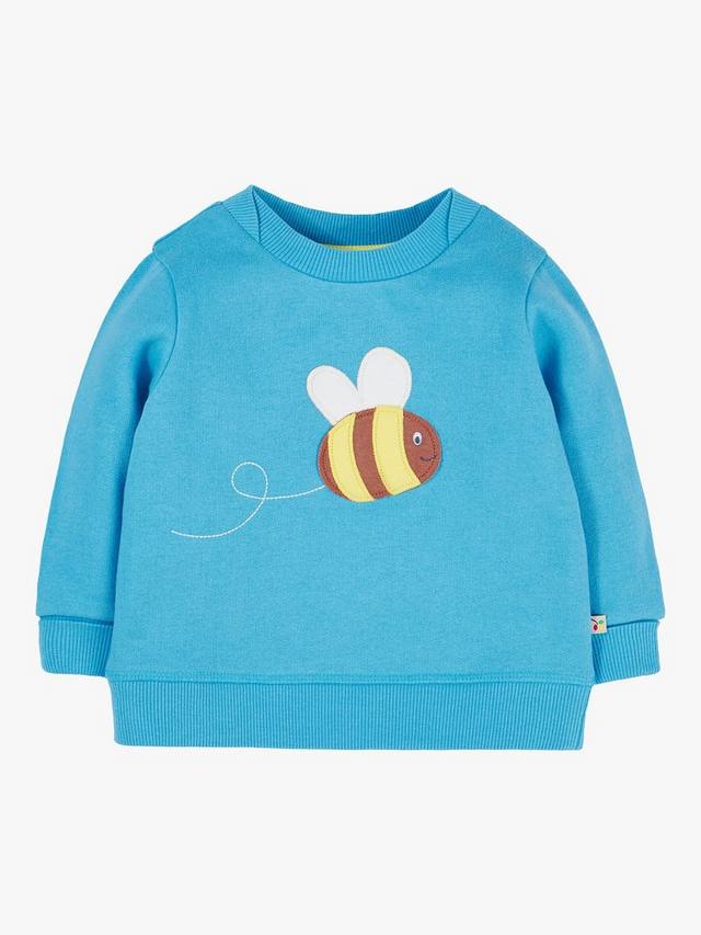

Джемпер из органического хлопка с аппликацией пчелы baby switch easy on Frugi, цвет Beluga Blue