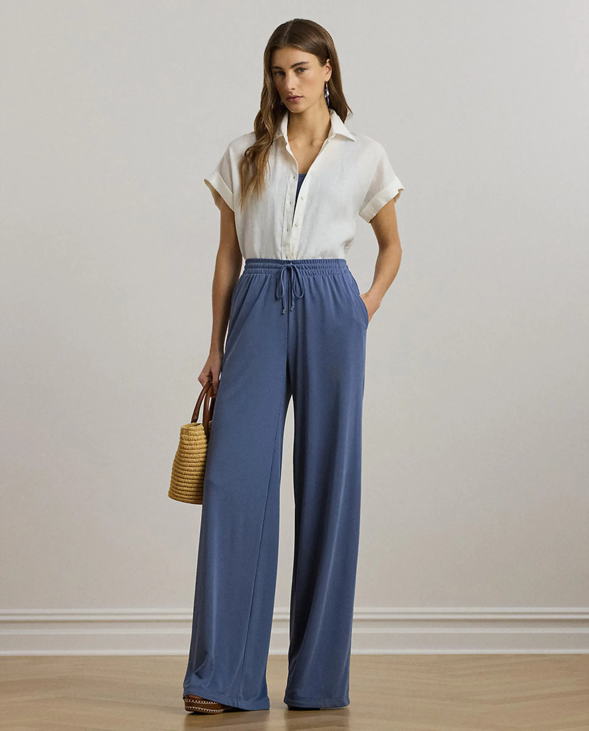 

Женские брюки палаццо с эластичной талией Lauren Ralph Lauren, синий