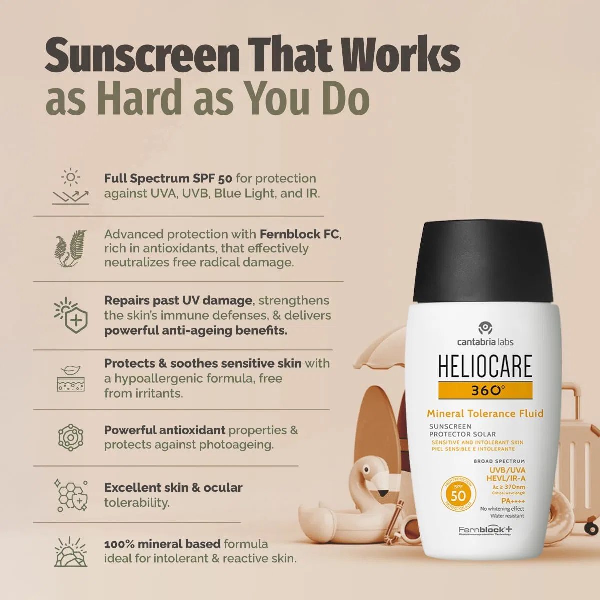 Солнцезащитный флюид Heliocare 360º Mineral Tolerance Fluid SPF50 50мл нейтральный — фото 3