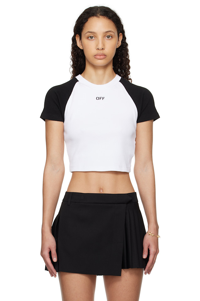

Футболка реглан с ребрами в стиле 90-х Off-White, мультиколор