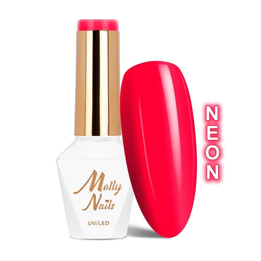 

Molly Nails Neons Pinky Red HEMA/Di-HEMA Free 8 г гибридного лака для ногтей № 76