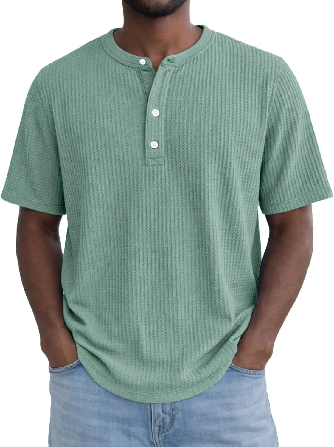 Мужская футболка-поло waffle knit, Light Green, M-3XL