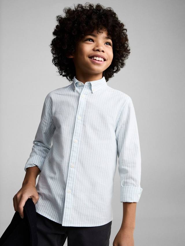 

Детская хлопковая полосатая рубашка с длинными рукавами Oxford Mango, Turquoise - Aqua