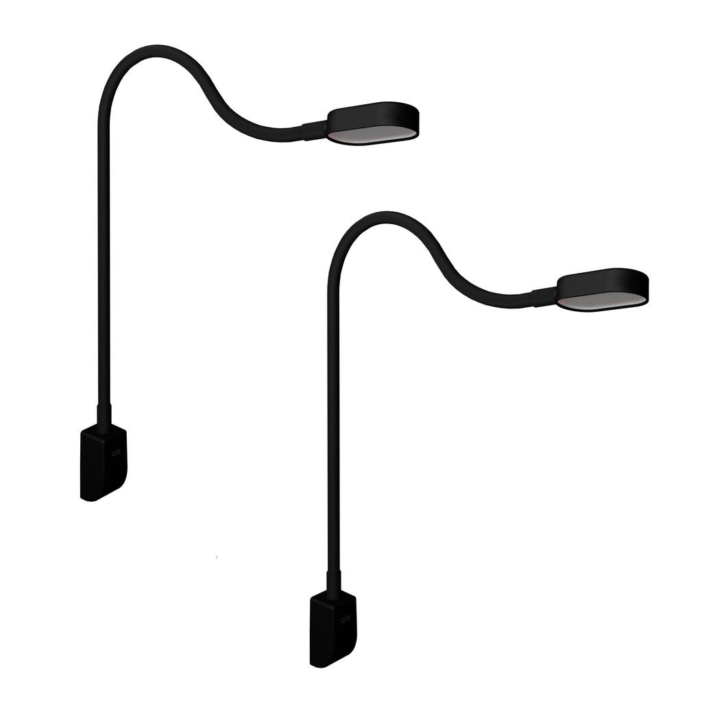 

Kalb I Ilios светодиодный прикроватный светильник/лампа для чтения с USB-C, настенный и угловой монтаж, гибкий кронштейн, регулировка яркости, теплый белый 3000k kalb Material für Möbel, черный