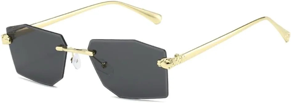 

Мужские солнцезащитные очки без оправы из сплава, женские солнцезащитные очки без оправы с градиентным переходом, модные ретро-очки с многоугольным оправой KTUCN, 01