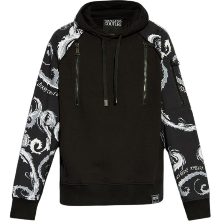 

Футболка с барочным принтом VERSACE JEANS, черная