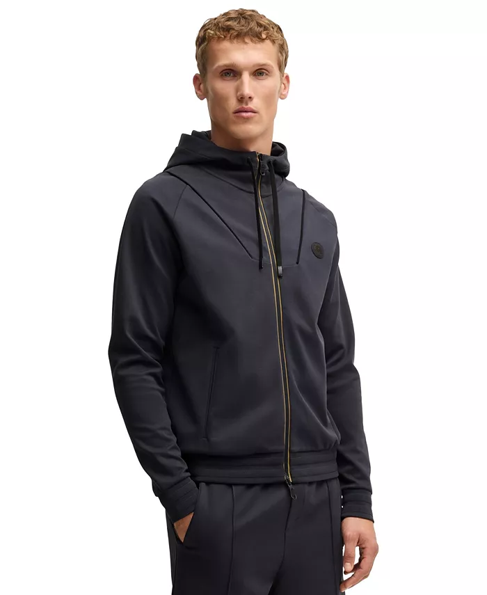

Мужская худи с молнией и монограммой Double B Hugo Boss, синий