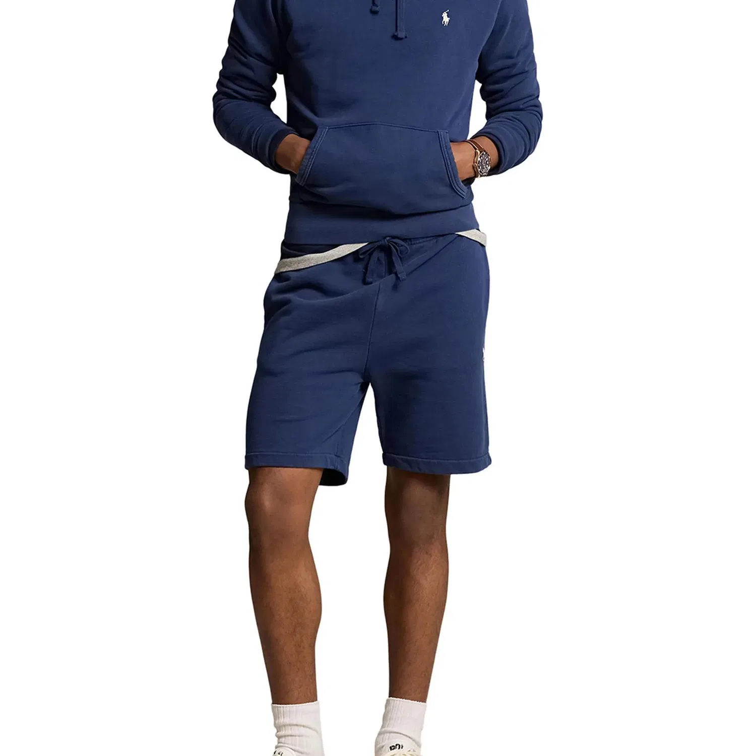 Шорты спортивные с вышитым логотипом и шнурком Polo Ralph Lauren, Marine Blue — фото 3