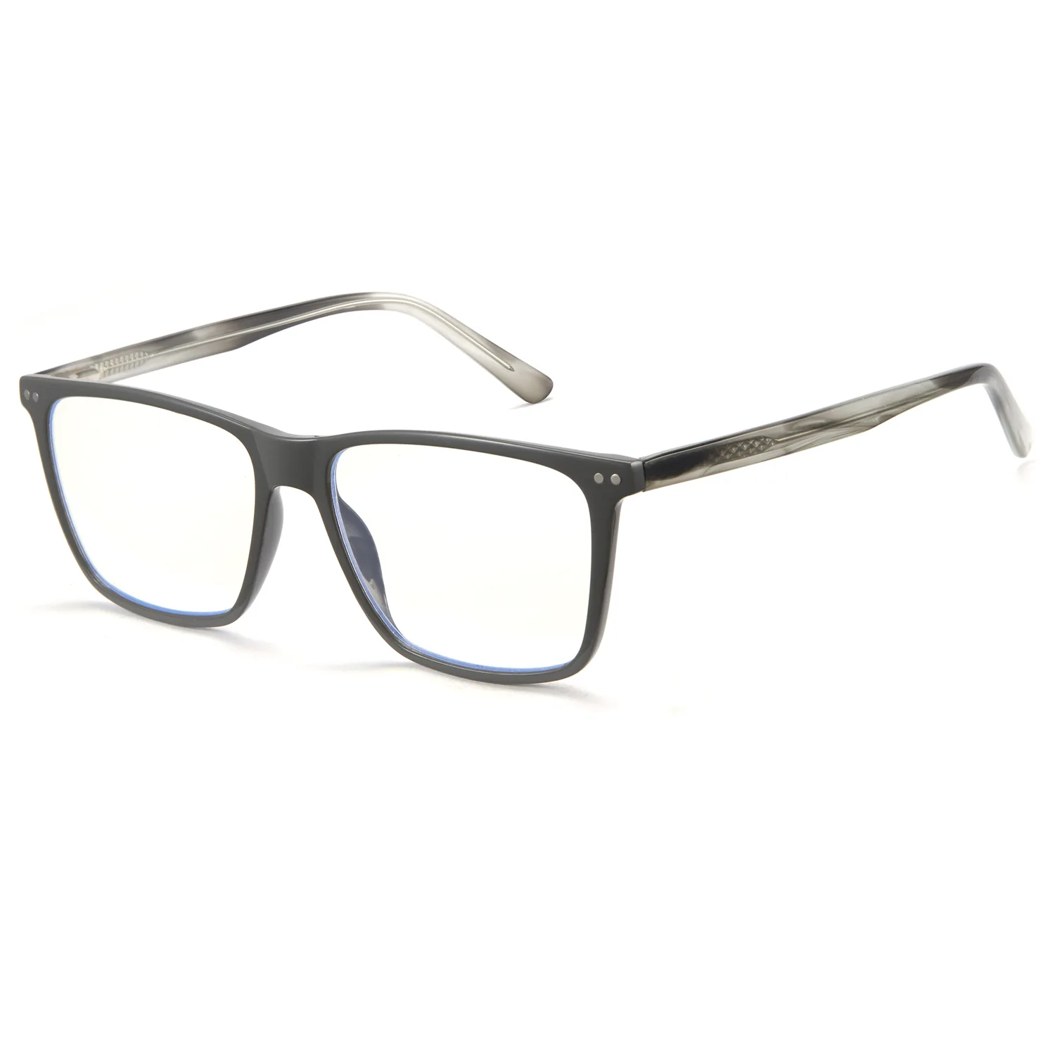 Ацетатные прямоугольные очки унисекс CYXUS, Lime Frame with Transparent Gray Temple T14