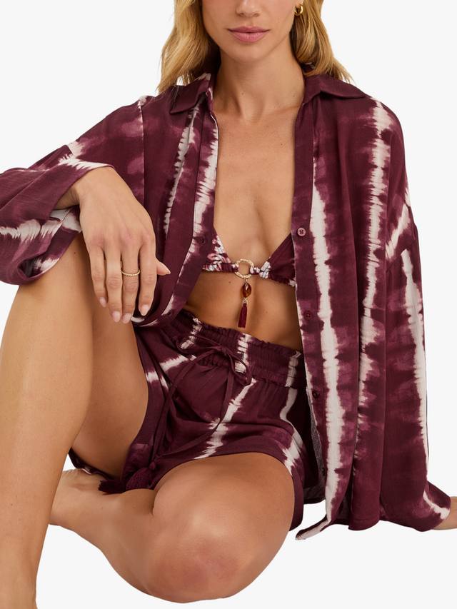 

Тай-дай пляжная рубашка с длинными рукавами Accessorize, Burgundy