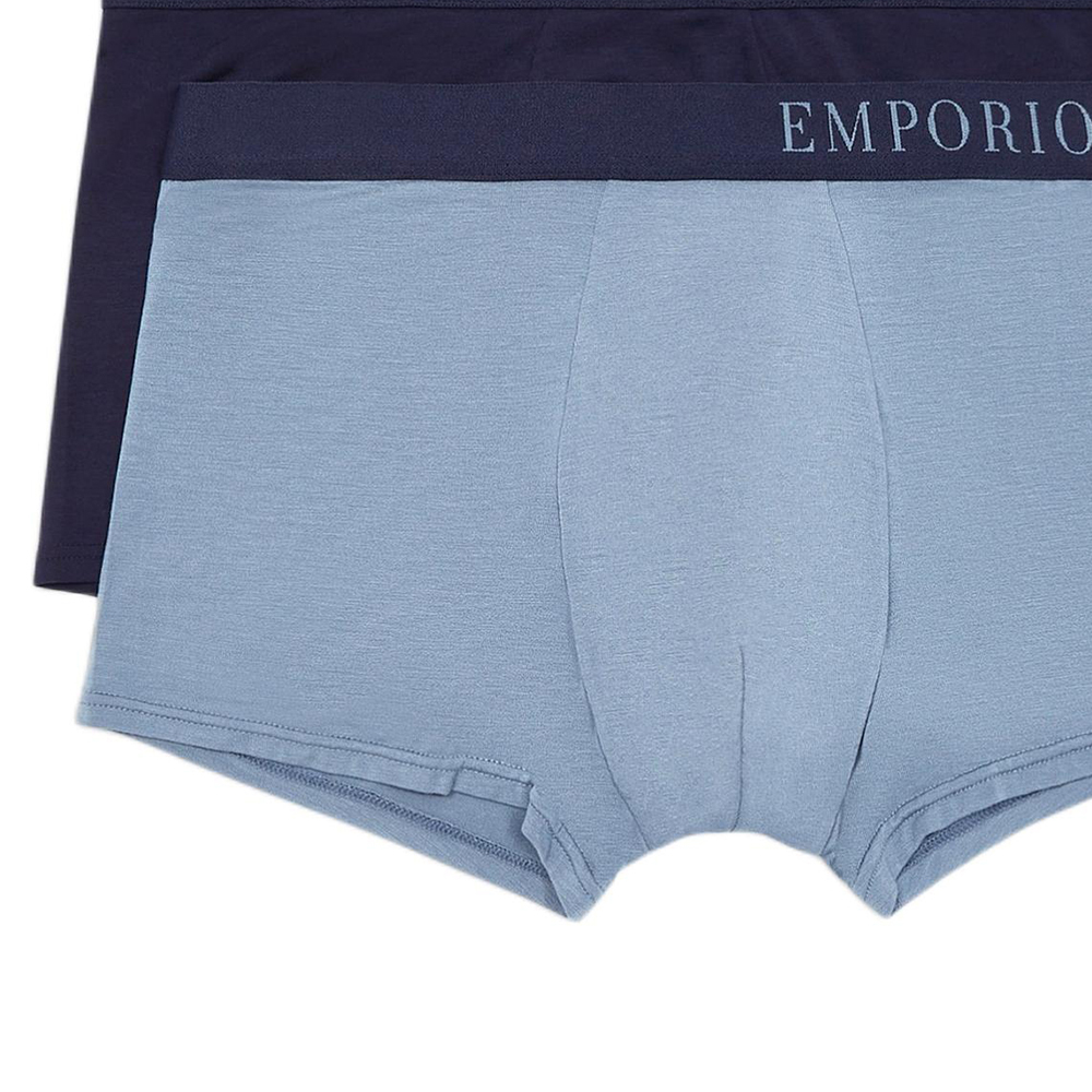Двухкомплектные трусы-боксеры Asv Soft touch Eco Viscose EMPORIO ARMANI, 2 шт (морской синий+синий) — фото 4