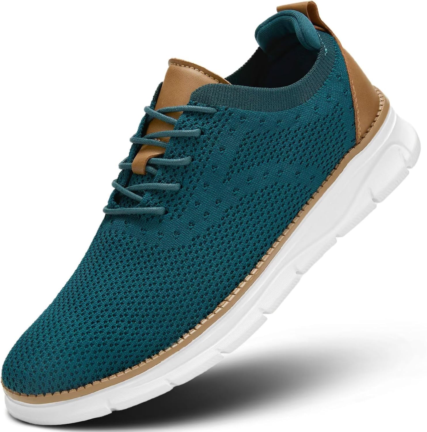 

Мужские сетчатые кроссовки Оксфорды на шнуровке, легкие повседневные прогулочные и водительские туфли Luogoks, зеленый