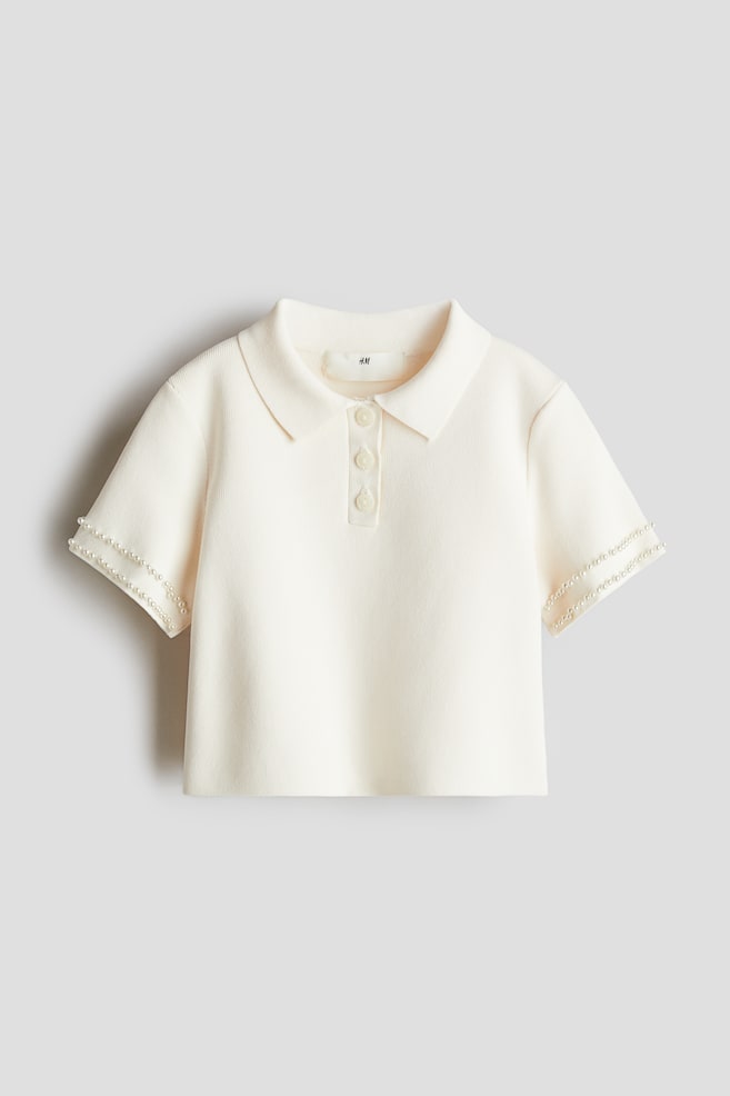 

Рубашка в рубчик с украшениями H&M, бежевый