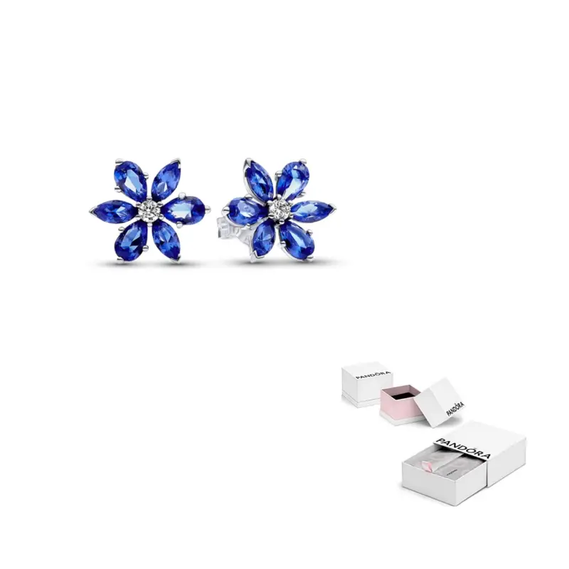 

Pandora Серьги-гвоздики для женщин из 925 стерлингового серебра, стекла и синтетического фианита, цвет blue