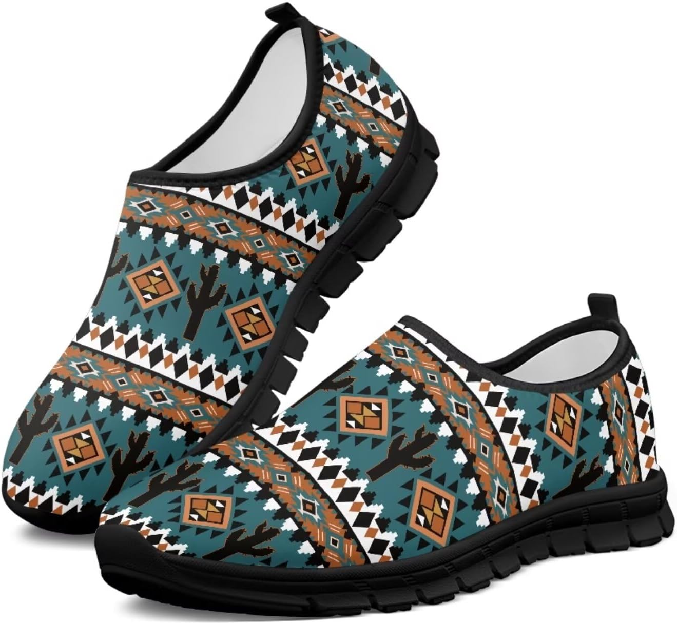 

Мужские слипоны Howilath Western Tribal Aztec, повседневная обувь, кроссовки для бега, дышащие, без застежек, Southwest Aztec Cactus Print