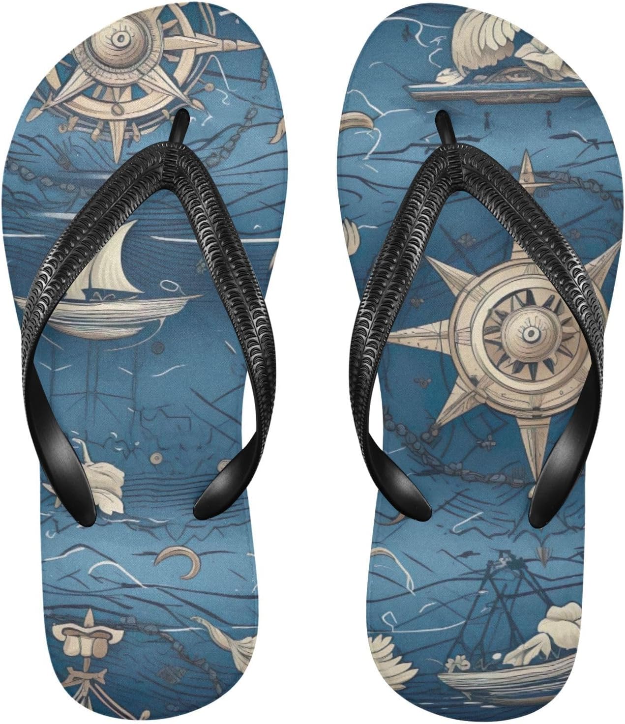 

Пляжные летние сандалии Ocean Boat Deep Blue для женщин и мужчин, шлепанцы для душа Kfbe