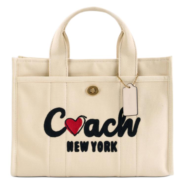 

COACH Большая тканевая сумка-шоппер женская молочно-белая