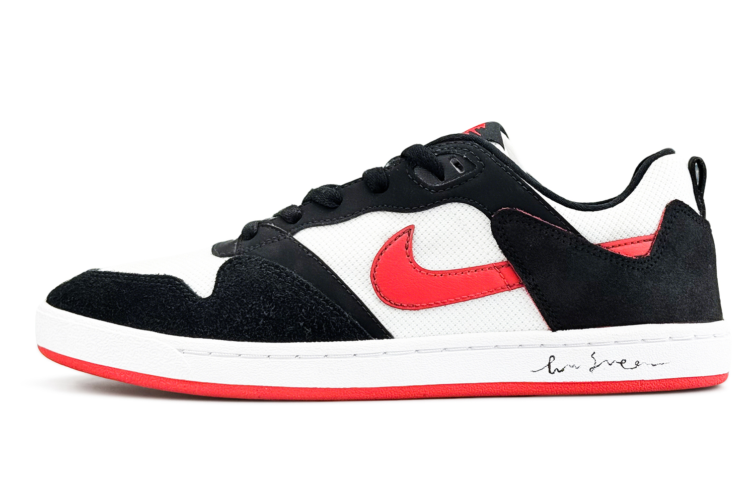 

Nike Кроссовки для скейтбординга SB Alleyoop Coverage Abrasion Resistant низкие мужские Black White Red
