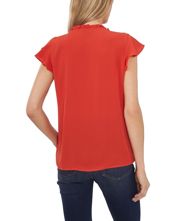 

Блуза CeCe Pin Tuck Ruffled Button Front Blouse, цвет Poppy Red