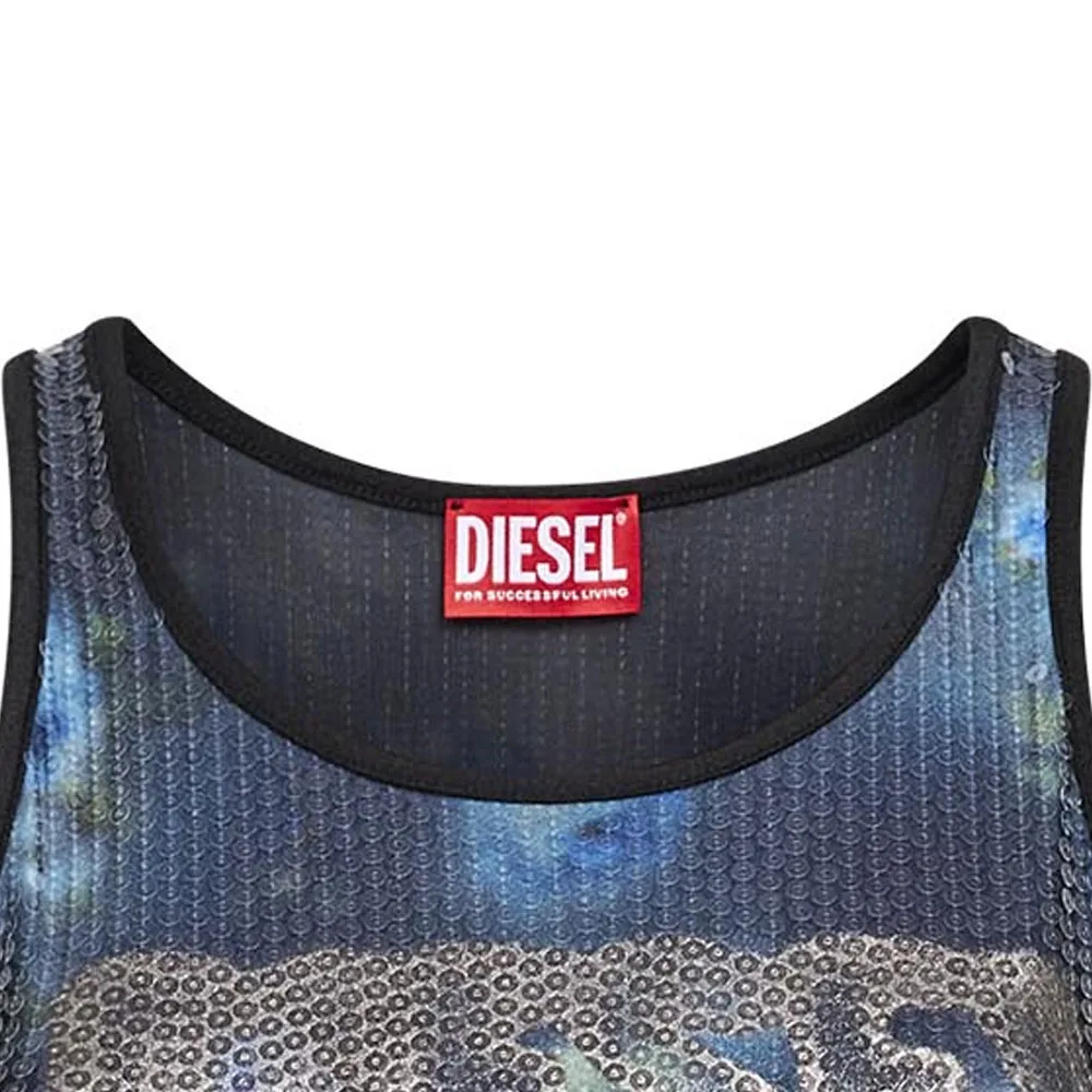 DIESEL Футболка-майка женская Nero Green с круглым вырезом — фото 4