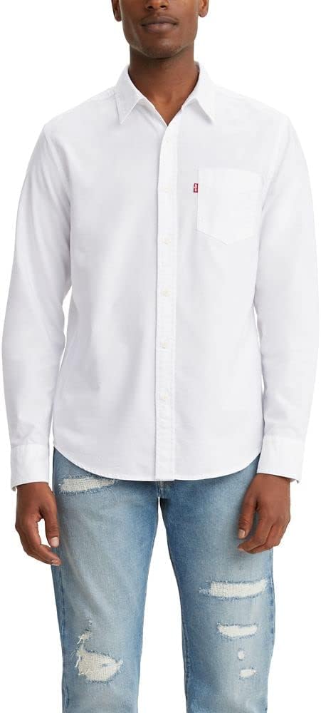 

Мужская классическая рубашка Levi's с одним карманом и длинным рукавом на пуговицах, White