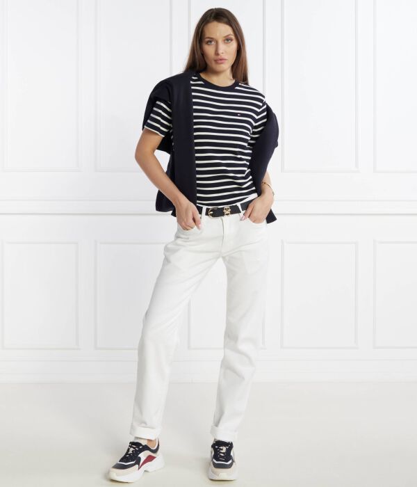 Футболка женская Tommy Hilfiger в полоску, черный/белый — фото 2